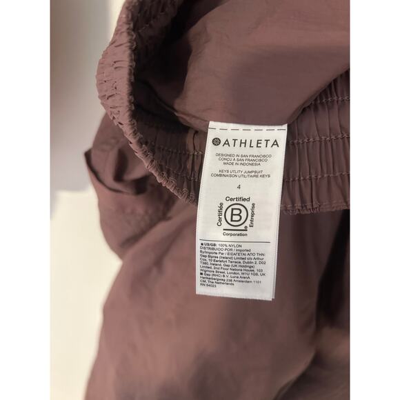 Athleta Alicia Keys Utility Windbreaker Jumpsuit Purple Mauve Cocoa EUC 4 Open - Picture 13 of 13